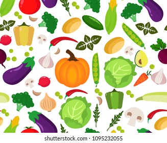 Vector pattern of Fruits and Vegetables food and beverages seamless background 