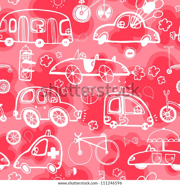 Vector pattern with funny\
cars