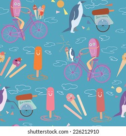 Vector pattern funny ice cream