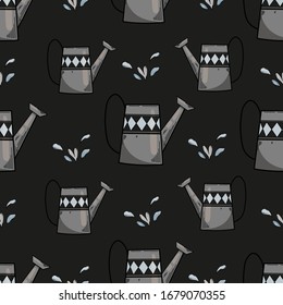 Vector pattern with garden tools. Seamless illustration of colored tools for the garden. Vector illustration for greeting card, invitation, design, brochure, poster, banner, flyer, print and textile.