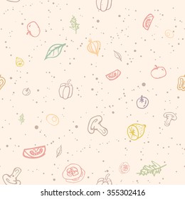 Vector pattern of garden vegetables and greens