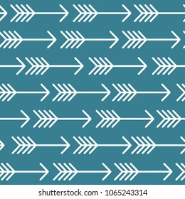 Vector pattern with geared right arrows. Seamless tiling background. Abstract business concept, success story. Ornament for Wrapping paper, banner, print texture