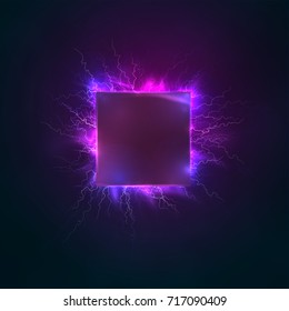 vector pattern, geometric figure with glare and lightning on a dark background