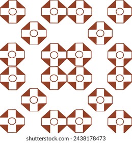vector pattern, geometric vector with floral motif and rhombuses or squares in red shades