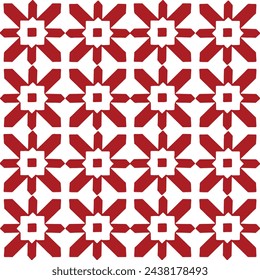 Vektormuster, geometrischer Vektor mit Blumenmotiv und Rauten oder Quadrate in Rottönen