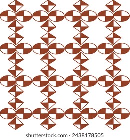 vector patrón, vector geométrico con motivo floral y rombos o cuadrados en tonos rojos