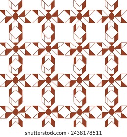 vector pattern, geometric vector with floral motif and rhombuses or squares in red shades