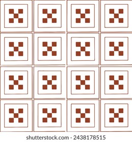 vector pattern, geometric vector with floral motif and rhombuses or squares in red shades