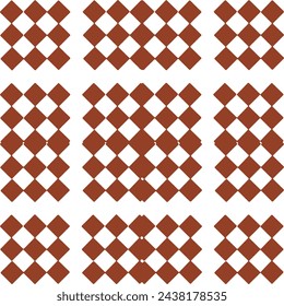 vector pattern, geometric vector with floral motif and rhombuses or squares in red shades