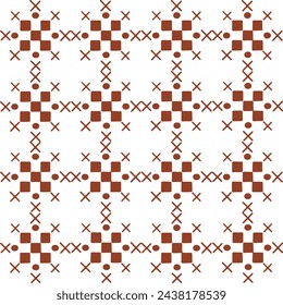 vector pattern, geometric vector with floral motif and rhombuses or squares in red shades