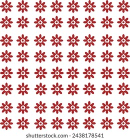 vector pattern, geometric vector with floral motif and rhombuses or squares in red shades