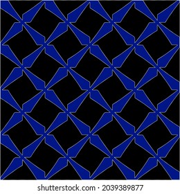 vector pattern in geometric ornamental style. Black and white and blue pattern.