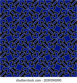 vector pattern in geometric ornamental style. Black and white and blue pattern.