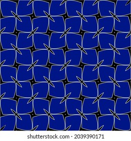 vector pattern in geometric ornamental style. Black and white and blue pattern.