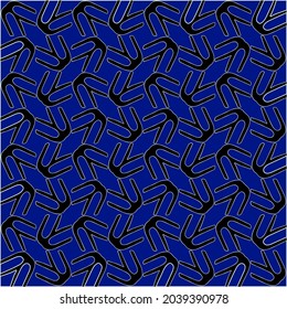 vector pattern in geometric ornamental style. Black and white and blue pattern.