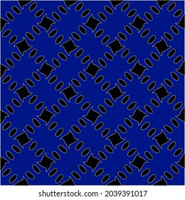 vector pattern in geometric ornamental style. Black and white and blue pattern.