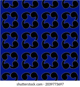 vector pattern in geometric ornamental style. Black and white and blue pattern.