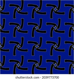 vector pattern in geometric ornamental style. Black and white and blue pattern.