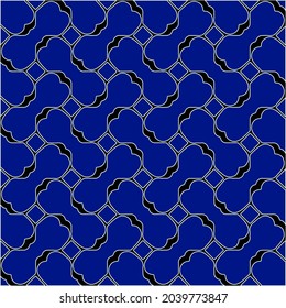 vector pattern in geometric ornamental style. Black and white and blue pattern.