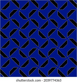 vector pattern in geometric ornamental style. Black and white and blue pattern.