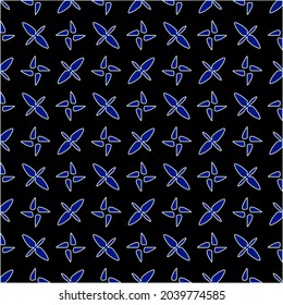 vector pattern in geometric ornamental style. Black and white and blue pattern.