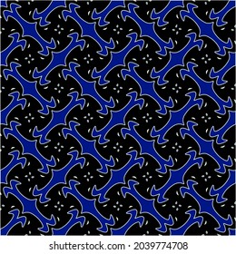 vector pattern in geometric ornamental style. Black and white and blue pattern.