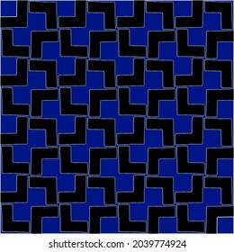 vector pattern in geometric ornamental style. Black and white and blue pattern.