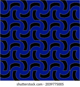 vector pattern in geometric ornamental style. Black and white and blue pattern.