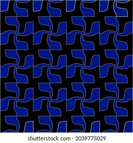 vector pattern in geometric ornamental style. Black and white and blue pattern.