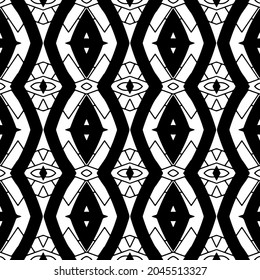 vector pattern in geometric ornamental style. Black and white pattern.
