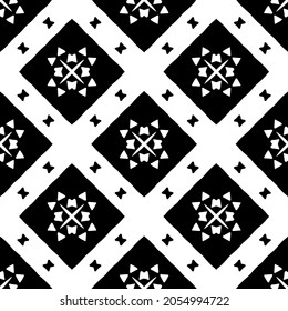 vector pattern in geometric ornamental style. Black and white pattern.