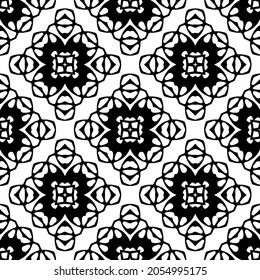 vector pattern in geometric ornamental style. Black and white pattern.