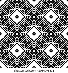 vector pattern in geometric ornamental style. Black and white pattern.