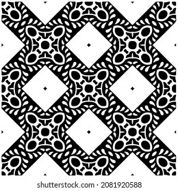 vector pattern in geometric ornamental style. Black and white pattern.