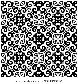 vector pattern in geometric ornamental style. Black and white pattern.