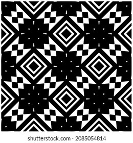 vector pattern in geometric ornamental style. Black and white pattern.