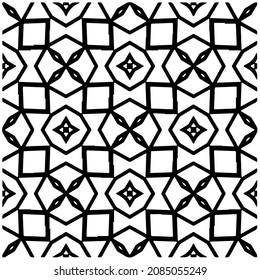 
vector pattern in geometric ornamental style. Black and white pattern.