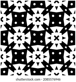 vector pattern in geometric ornamental style. Black and white pattern.
