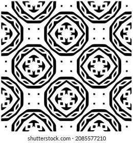 vector pattern in geometric ornamental style. Black and white pattern.