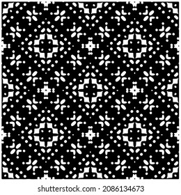 vector pattern in geometric ornamental style. Black and white pattern.