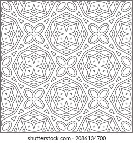 vector pattern in geometric ornamental style. Black and white pattern.