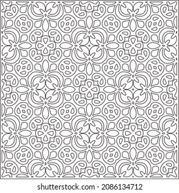vector pattern in geometric ornamental style. Black and white pattern.