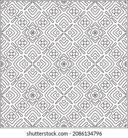 vector pattern in geometric ornamental style. Black and white pattern.