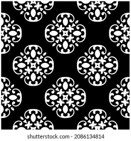 vector pattern in geometric ornamental style. Black and white pattern.