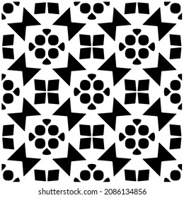 vector pattern in geometric ornamental style. Black and white pattern.