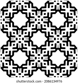 vector pattern in geometric ornamental style. Black and white pattern.
