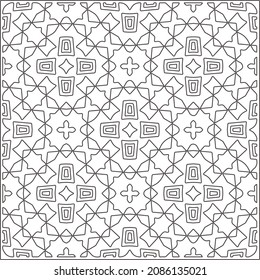 vector pattern in geometric ornamental style. Black and white pattern.