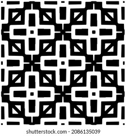 vector pattern in geometric ornamental style. Black and white pattern.