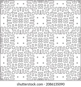 vector pattern in geometric ornamental style. Black and white pattern.