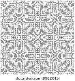 vector pattern in geometric ornamental style. Black and white pattern.